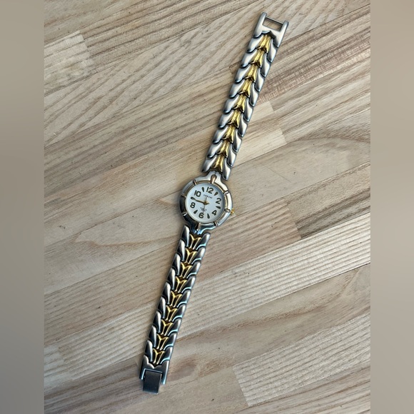 Overload Ladies Watch Two Tone Stainless Weave Bracelet White Dial - Picture 4 of 9